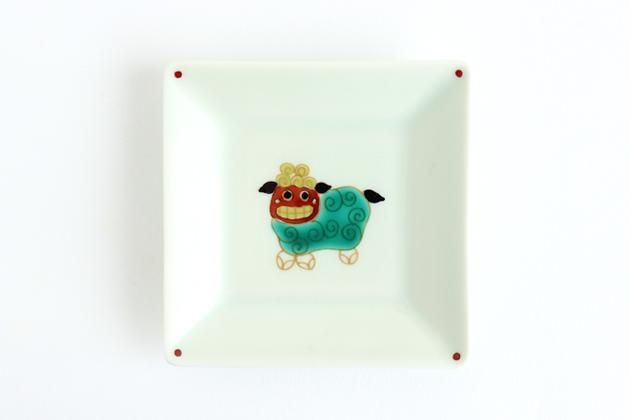 康創窯｜縁起柄 正角小皿 獅子舞 - テーブルウェア - 皿・プレート