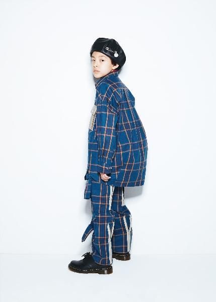ボンテージパンツ　青白チェック Bontage Pants / Blue / GRIS(グリ)23aw | インパクト抜群の