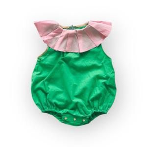 <img class='new_mark_img1' src='https://img.shop-pro.jp/img/new/icons14.gif' style='border:none;display:inline;margin:0px;padding:0px;width:auto;' />babyfrankygrow ե󥭡 / Pleats Collar Rompers Dyed PINK-GREEN