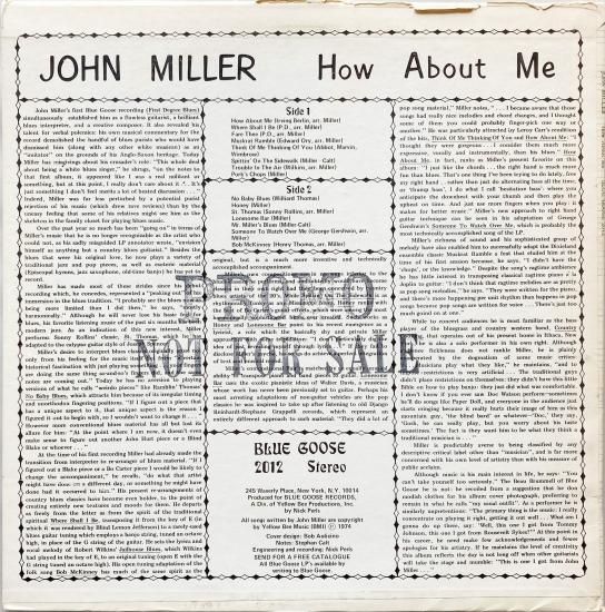 John Miller/ジョン・ミラー/How About Me | アナログレコード 販売