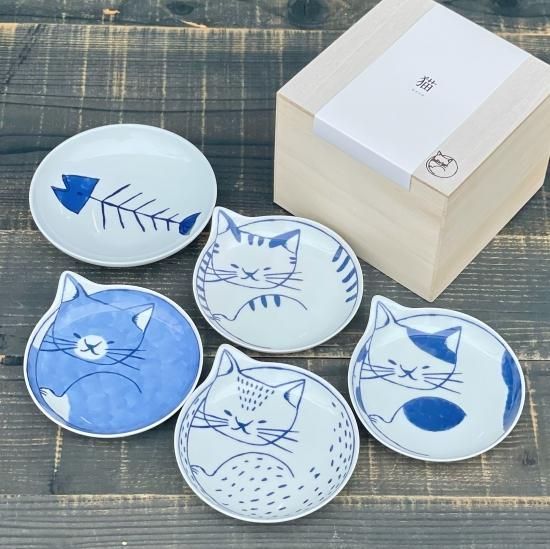 neko皿 5枚セット - 梅陶器