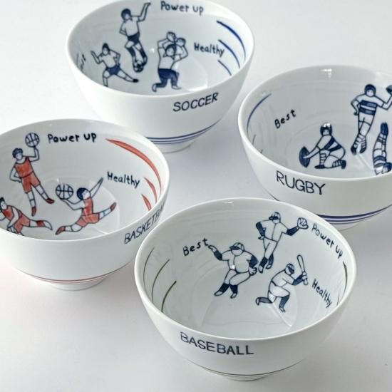 スポめし 飯碗（全4種）|可愛いスポーツデザインの飯碗 - 梅陶器