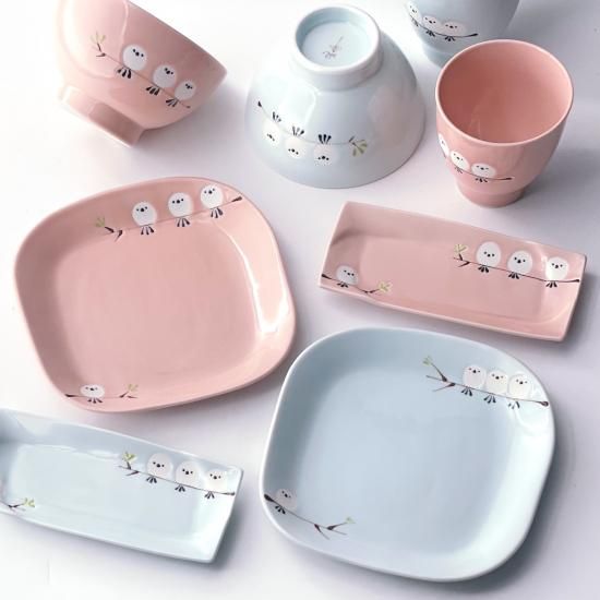 うつわやみたす シマエナガ ピンク 桃色 ハンドクラフト 作家物 シマエナガ スクエアプレート中（全2色） | 雪の妖精シマエナガの