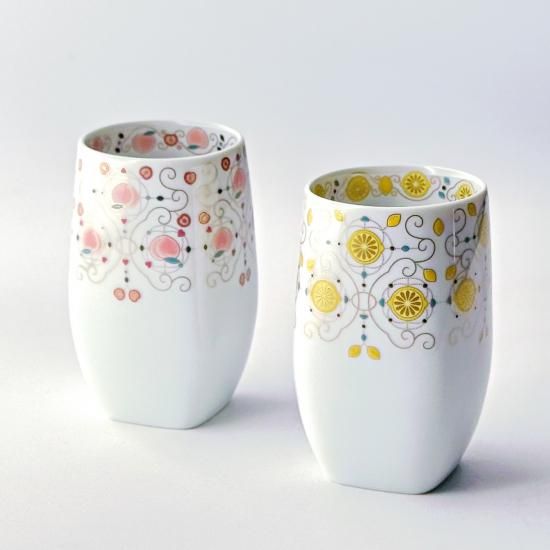 有田焼 其泉窯 菊花 湯呑 茶器 2客