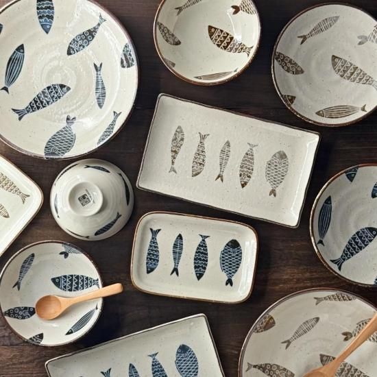 魚器-トットキ-深皿 | 可愛い魚柄の和風器 - 梅陶器