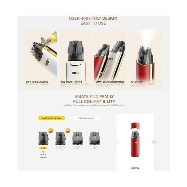 �֡��ס� VOOPOO Vmate E2 �֥��ᥤ�� �ݥåɥ����ƥ७�å� 1500mAh 3ml