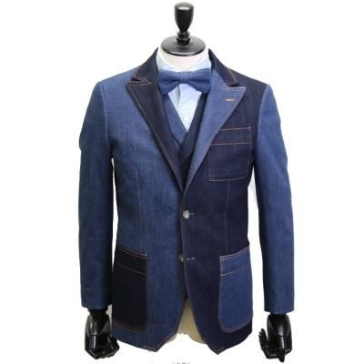 Harrodsストレッチデニムスーツ ストレッチウォッシャブル レギュラーフィット 2ボタン3ピース