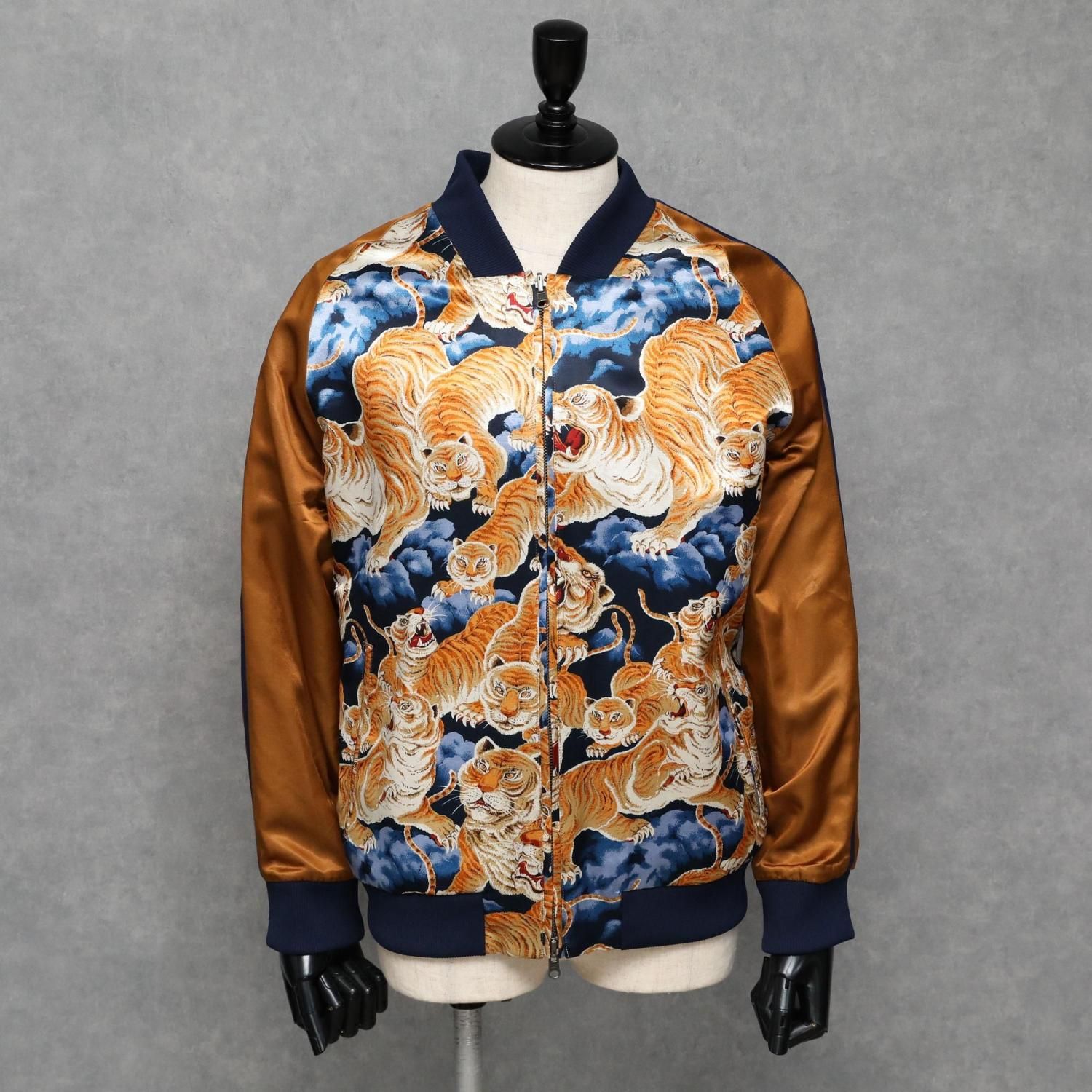 スカジャン オーダー サテン インディゴ 虎 和柄 デニム スタジャン