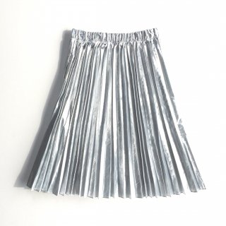 Metallic pleat skirt<br>/Silver