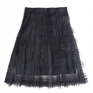 Check organdy pleated skirt<br>/Black