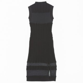 Random rib knit onepiece dress<br/>/Black