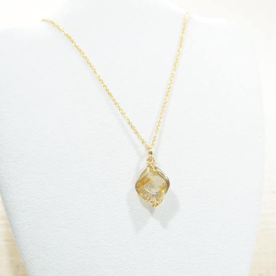 1 ふさわしかっ ルチルクォーツ 18金 ペンダント 金線水晶 金運 1 ふさわしかっ ルチルクォーツ 18金 ペンダント 金線水晶 金運