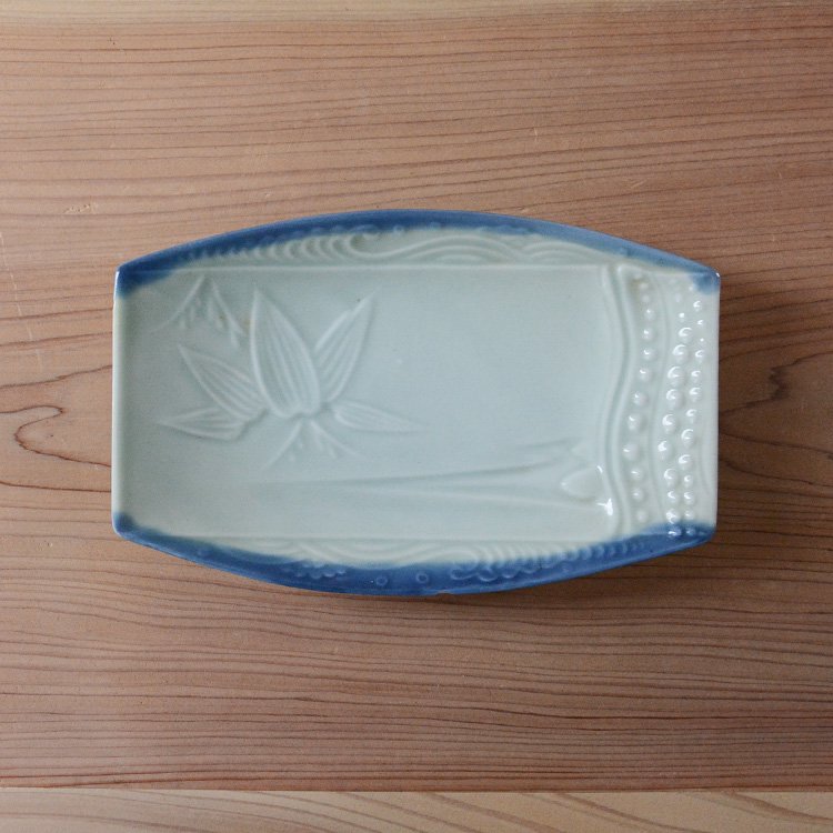 焼物皿 和食器 笹の葉 魚 刺身 骨董 ジャパンヴィンテージ 陶器 | Tableware Japan Vintage