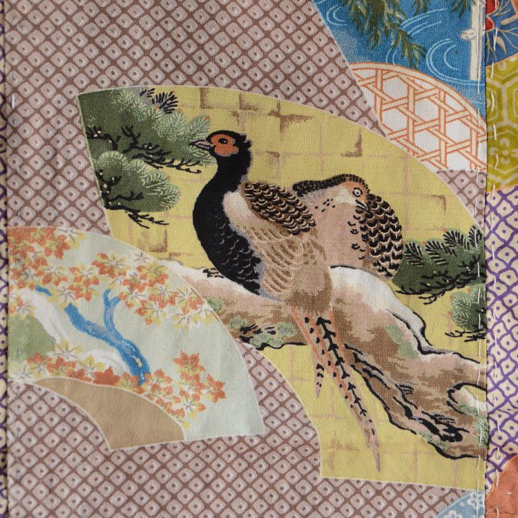  古布 はぎれ 雉子 ジャパンヴィンテージ ファブリック | Japanese Kimono Fabric Art Textiles Vintage Pheasant