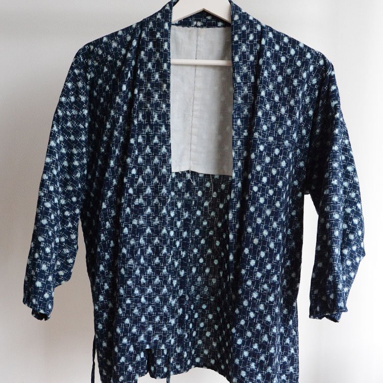  野良着 藍染 絣 木綿 着物 ジャパンヴィンテージ 上っ張り 40〜50年代 | Noragi Jacket Indigo Kimono Japan Vintage Kasuri Fabric