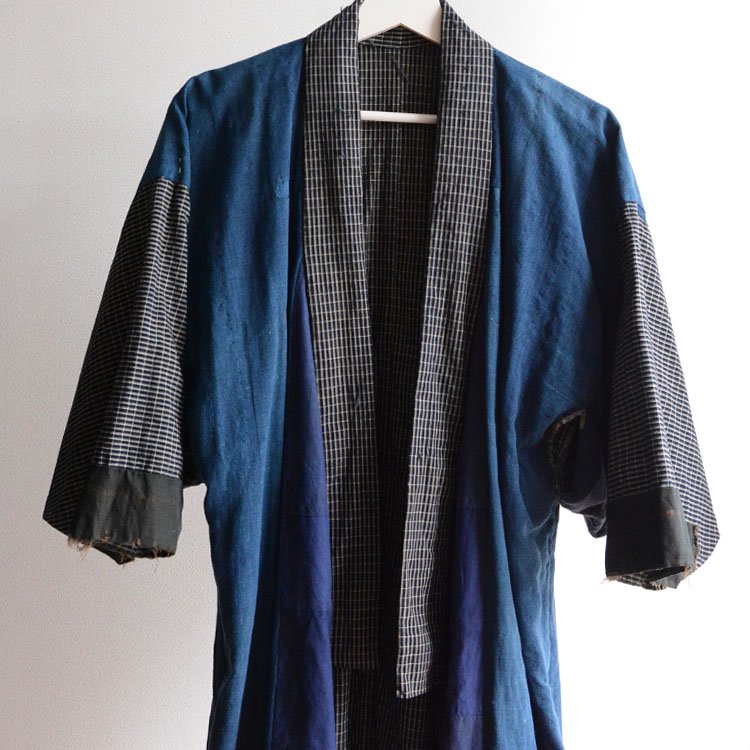  藍染 着物 クレイジーパターン 襤褸 ジャパンヴィンテージ 大正〜昭和 | Indigo Kimono Jacket Crazy Patchwork Boro Japan Vintage
