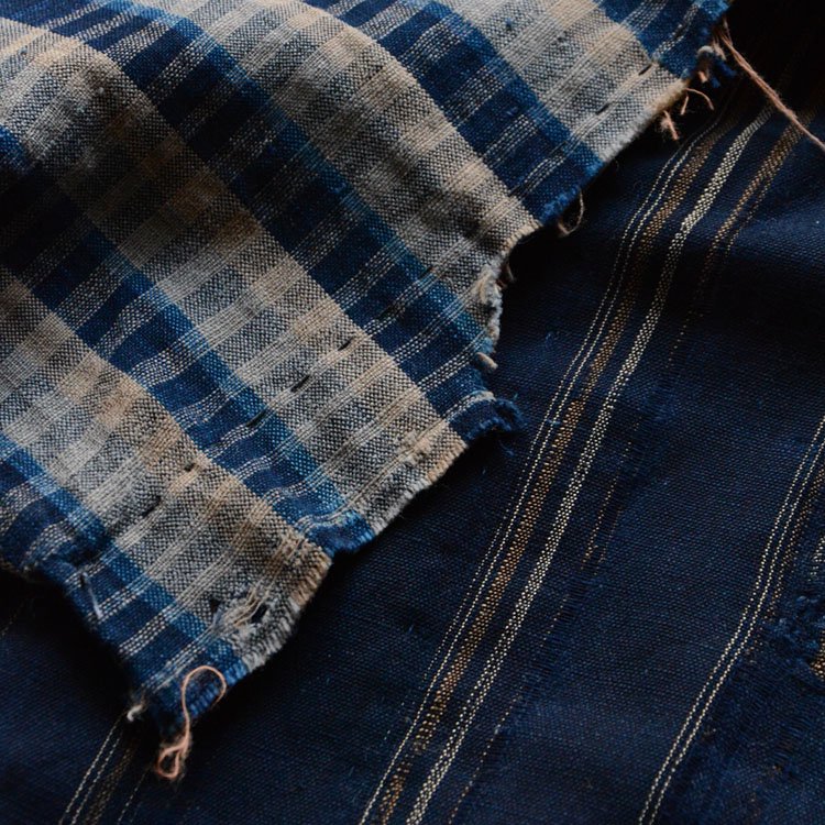古布 襤褸 藍染 つぎはぎ クレイジーパターン 布団皮 ジャパンヴィンテージ | FUNS | Boro Fabric Scraps
