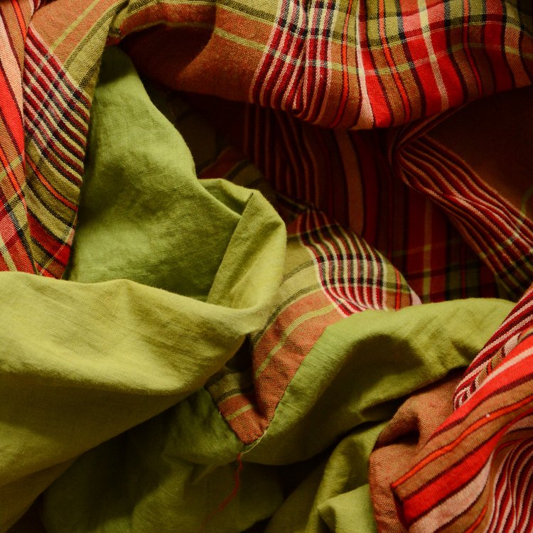 古布 布団皮 ジャパンヴィンテージ ファブリック テキスタイル 格子 昭和 | Japanese Fabric Vintage Cotton Futon Cover Textile Green Tea