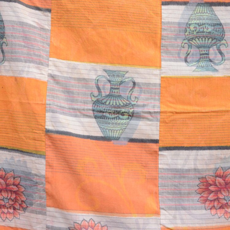  古布 木綿 布団皮 花瓶 花柄 ジャパンヴィンテージ ファブリック テキスタイル 昭和 | Japanese Fabric Vintage Cotton Futon Cover Flower