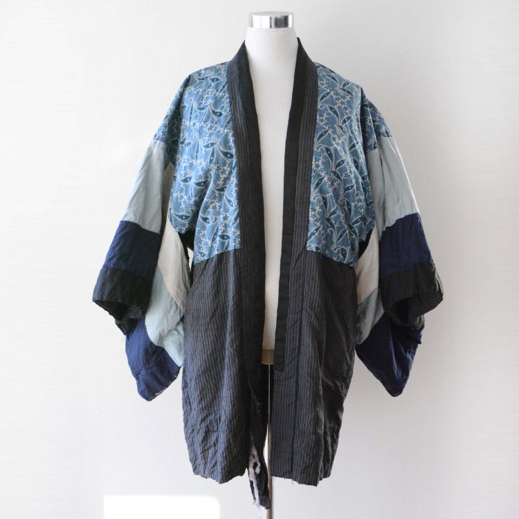  綿入れ半纏 クレイジーパターン 縞模様 着物 ジャパンヴィンテージ 昭和 | Hanten Padded Kimono Jacket Crazy Pattern Japan Vintage