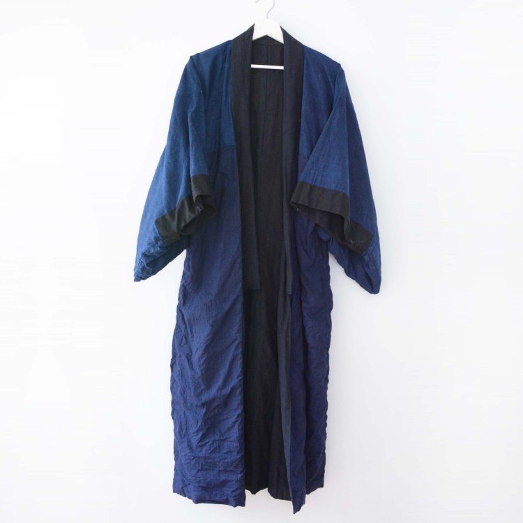  着物 男性 縞模様 藍染 裏面クレイジーパターン ジャパンヴィンテージ 昭和 | Indigo Kimono Jacket Japan Vintage Crazy Pattern Indigo
