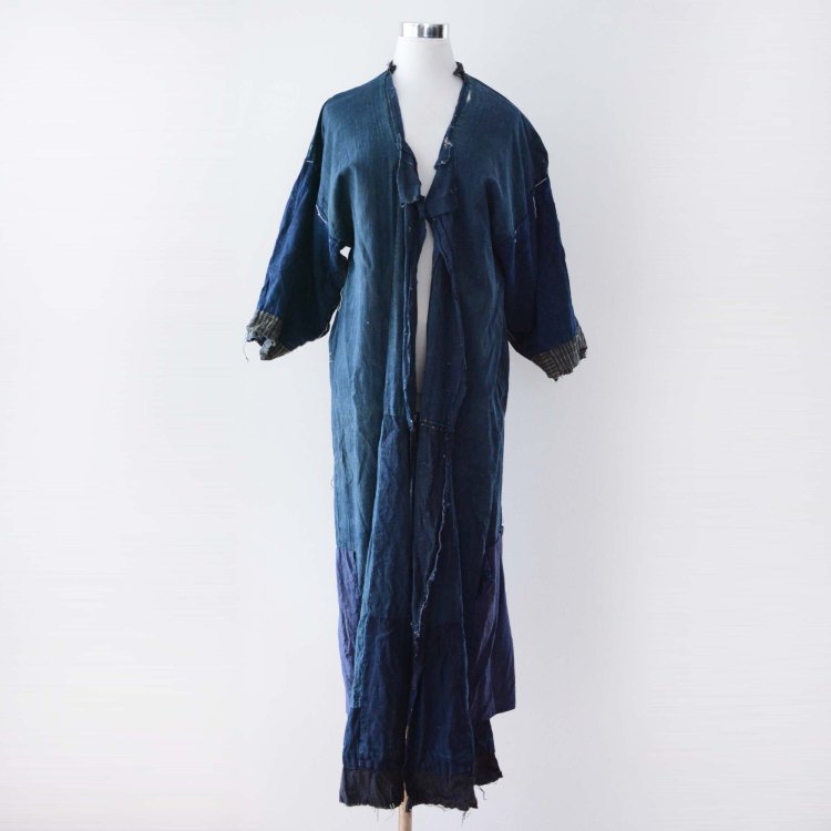  夜着 着物 藍染 木綿 クレイジーパターン ジャパンヴィンテージ 大正 昭和 ほどき | Yogi Kimono Japan Vintage Indigo Crazy Pattern Unravel