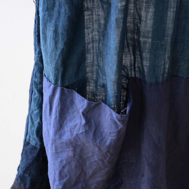 夜着 着物 藍染 木綿 クレイジーパターン ジャパンヴィンテージ 大正 昭和 ほどき | FUNS | Yogi Kimono Japan  Vintage Indigo Crazy Pattern Unravel