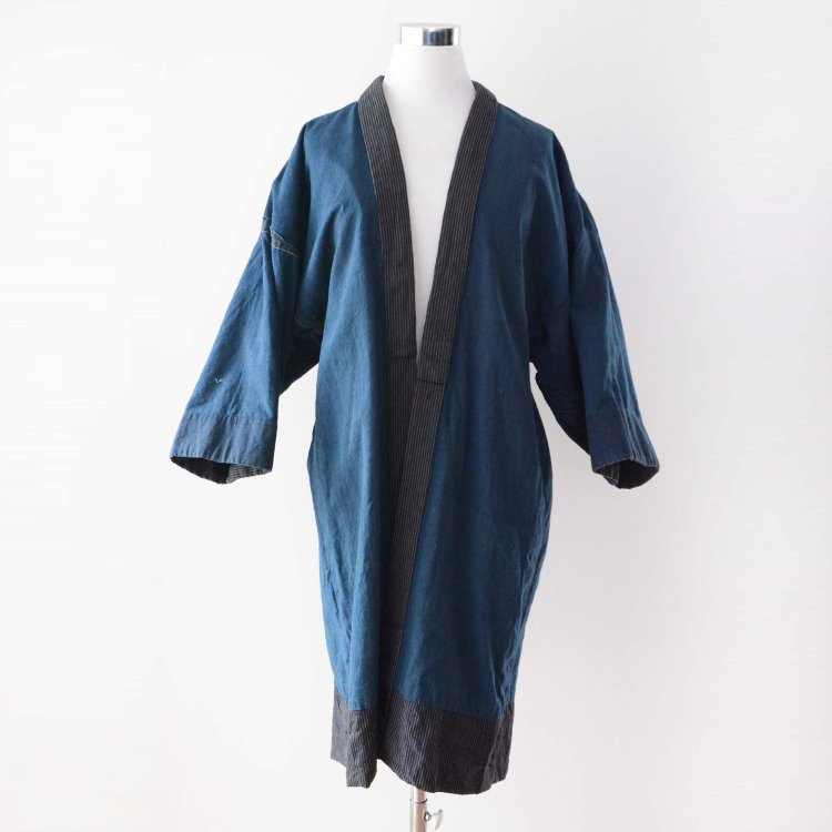  野良着 藍染 古着 着物 木綿 縞模様 ジャパンヴィンテージ 大正 昭和 | Noragi Jacket Men Cotton Indigo Dyed Japan Vintage