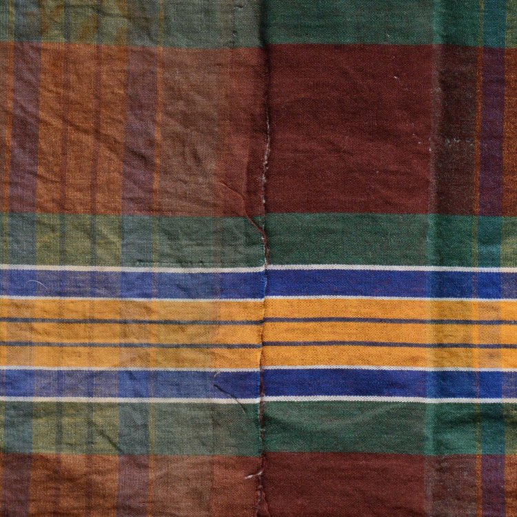  古布 木綿 格子模様 ジャパンヴィンテージ ファブリック テキスタイル 民藝 3 | Japanese Fabric Vintage Scraps Mingei Textile Checkered