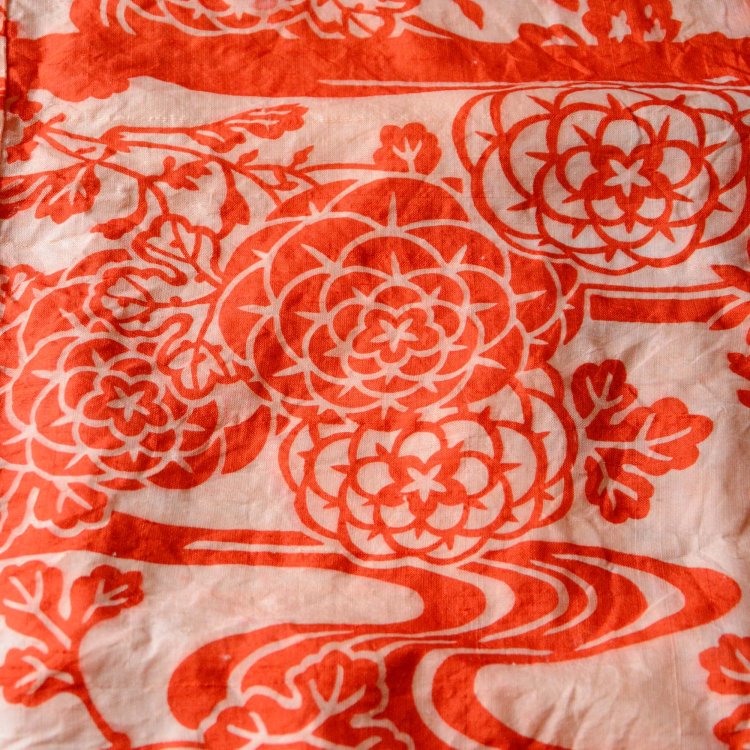  古布 縮緬 花柄 着物 ほどき ジャパンヴィンテージ ファブリック テキスタイル | Kimono Fabric Japan Vintage Chirimen Cloth
