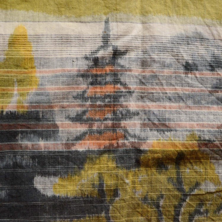  古布 木綿 布団皮 五十塔 日本家屋 ジャパンヴィンテージ ファブリック テキスタイル | Japanese Fabric Cotton Vintage Futon Cover Tower House