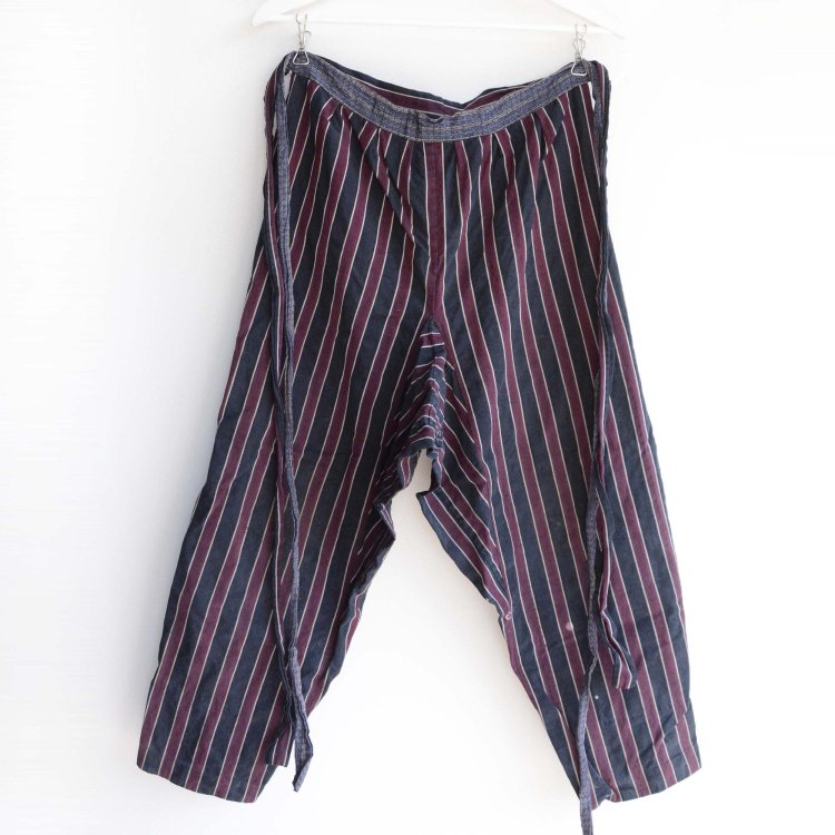 もんぺ  野良着 着物 パンツ 木綿 縞模様 ジャパンヴィンテージ 昭和 | Monpe Kimono Pants Noragi Japan Vintage Cotton Stripe