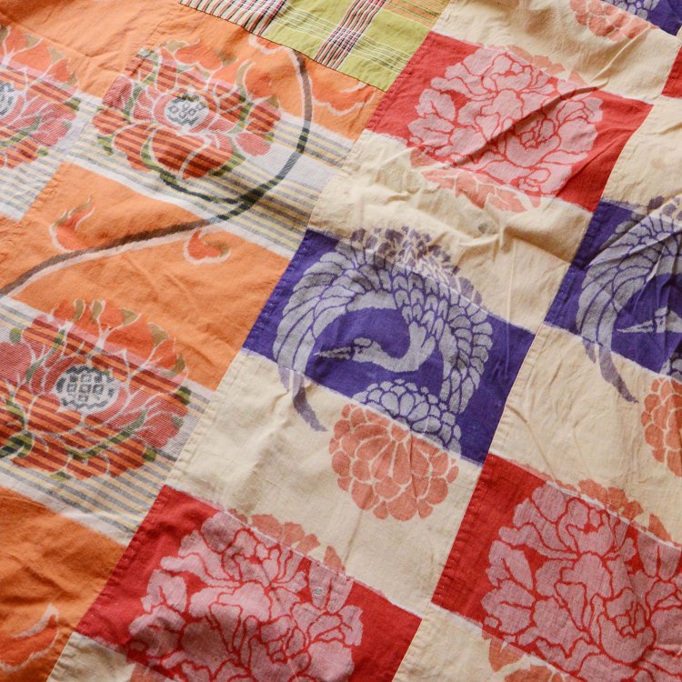  古布 木綿 布団皮 こたつ クレイジーパターン ジャパンヴィンテージ ファブリック テキスタイル | Japanese Fabric Vintage Cotton Crazy Pattern