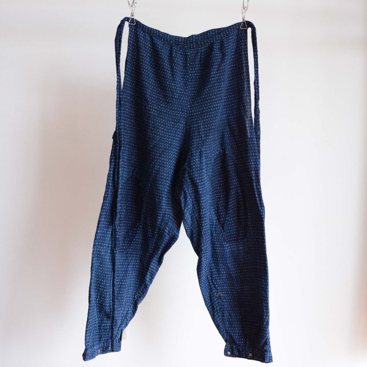 もんぺ 藍染 蚊絣 野良着 パンツ ジャパンヴィンテージ 襤褸 | Monpe Pants Noragi Indigo Kimono Kasuri Japan Vintage Boro Repair
