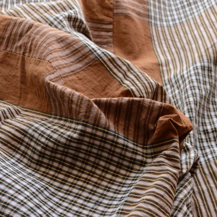 古布 木綿 布団皮 格子模様 ジャパンヴィンテージ ファブリック テキスタイル | Japanese Fabric Vintage Cotton Futon Cover Old Textile