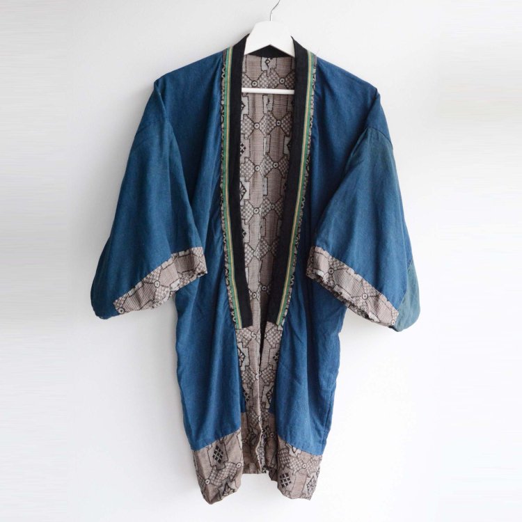 着物 幾何学模様 藍染 ジャパンヴィンテージ 昭和 | Kimono Jacket Geometric Pattern Indigo Japan Vintage
