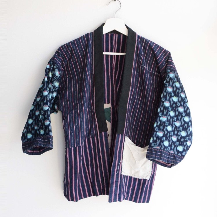 野良着 藍染 木綿 クレイジーパターン ジャパンヴィンテージ 昭和 | Noragi Jacket Indigo Kimono Kasuri Crazy Pattern Japan Vintage