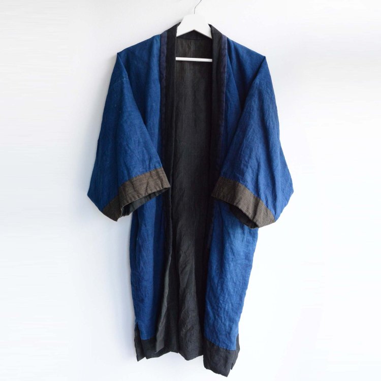 野良着 着物 藍染 縞模様 ジャパンヴィンテージ 昭和 | Noragi Kimono Jacket Indigo Dyed Stripe Japan Vintage