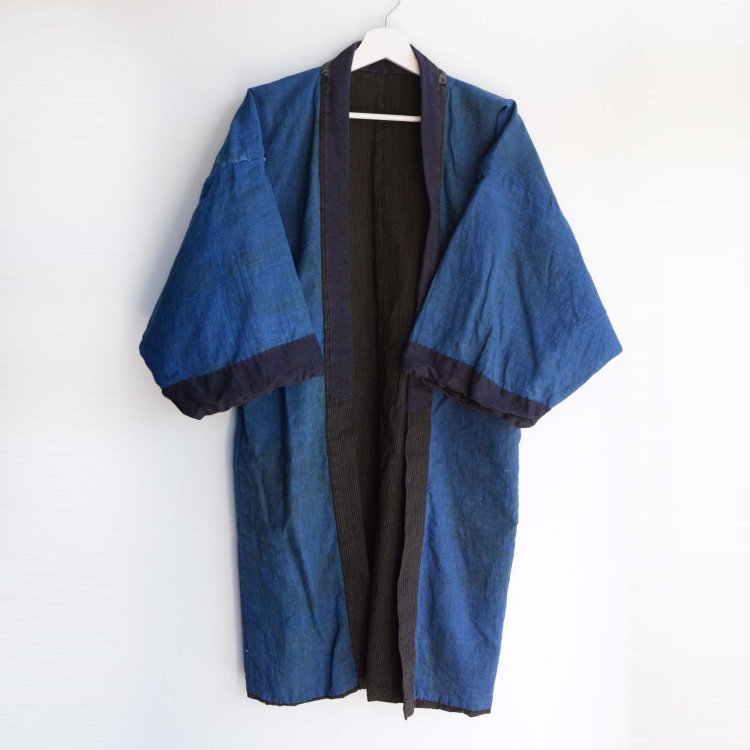  野良着 着物 藍染 縞模様 ジャパンヴィンテージ 大正 昭和 | Noragi Jacket Indigo Kimono Stripe Japan Vintage Aizome Blue