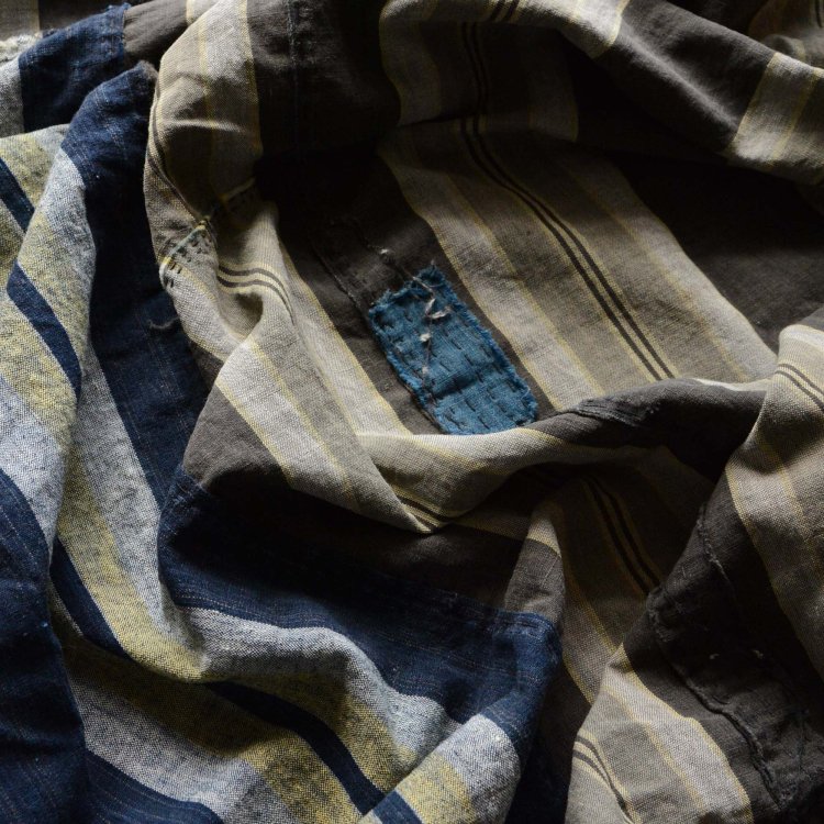 古布 木綿 縞模様 藍染 クレイジーパターン ジャパンヴィンテージ ファブリック テキスタイル | Japanese Fabric Cotton Vintage Crazy Pattern
