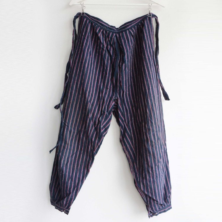 もんぺ 野良着 着物 パンツ 藍染 木綿 縞模様 ジャパンヴィンテージ 昭和 | Monpe Kimono Pants Noragi Japan Vintage Indigo Cotton
