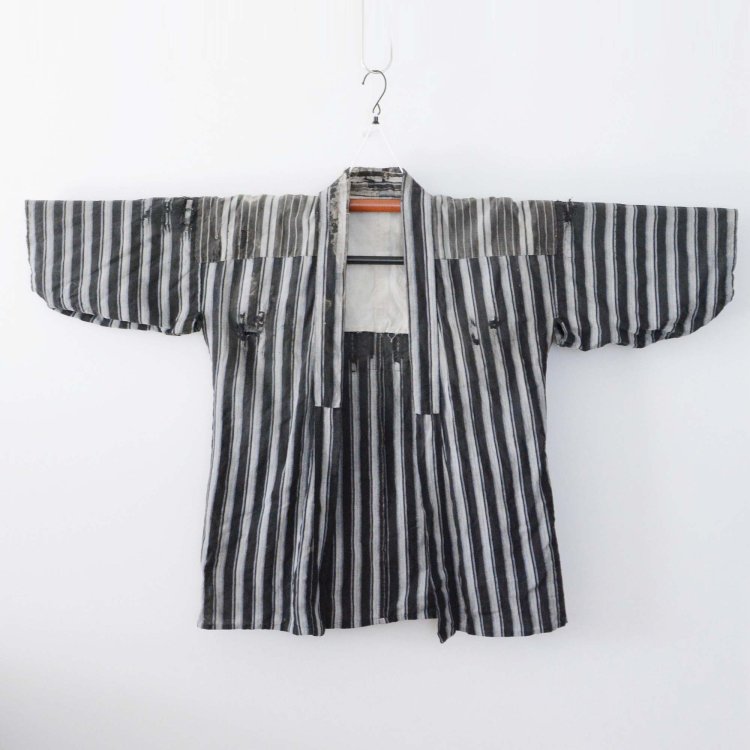 野良着 襤褸 着物 木綿 縞模様 ジャパンヴィンテージ 大正 昭和 | Noragi Jacket Boro Kimono Cotton Stripe Japan Vintage