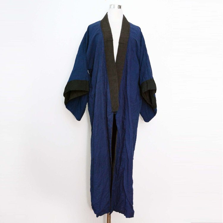 着物 藍染 木綿 縞模様 長着 ジャパンヴィンテージ 大正 昭和 | Indigo Kimono Jacket Cotton Stripe Japan Vintage