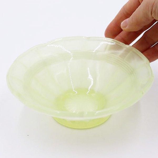 アンティーク ウランガラス 大正時代 サラダボウル 乳白イエロー