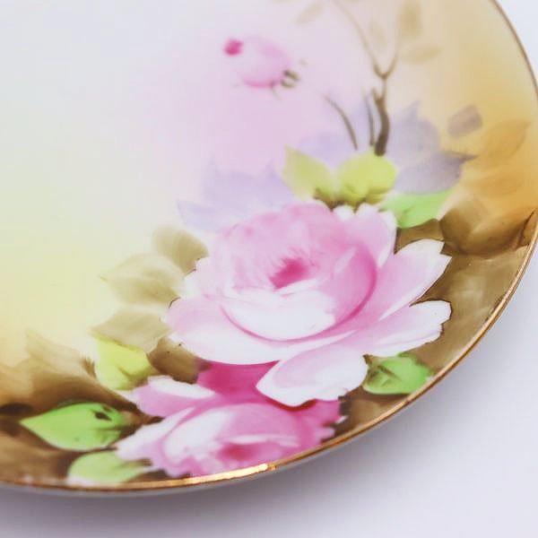 オールドノリタケ　金彩盛　薔薇文様　輪花皿　ケーキ皿　丸皿　ヴィンテージ 希少☆期間限定セールオールドノリタケ 幅約21.7cm 金彩点盛り