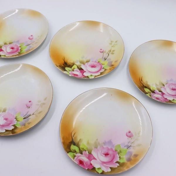 森村製オールドノリタケ赤いバラ柄の陶器菓子器 森村製オールドノリタケ赤いバラ柄の陶器菓子器 オールド