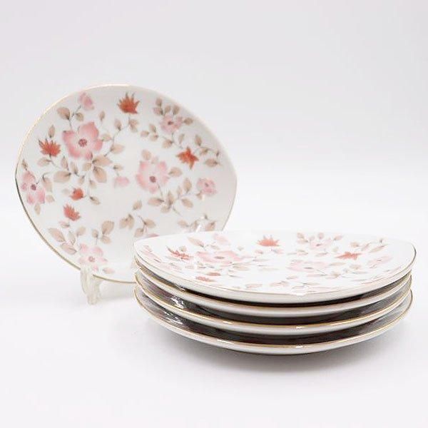 アンティーク ナルミ 昭和レトロ ケーキ皿 ピンク小花