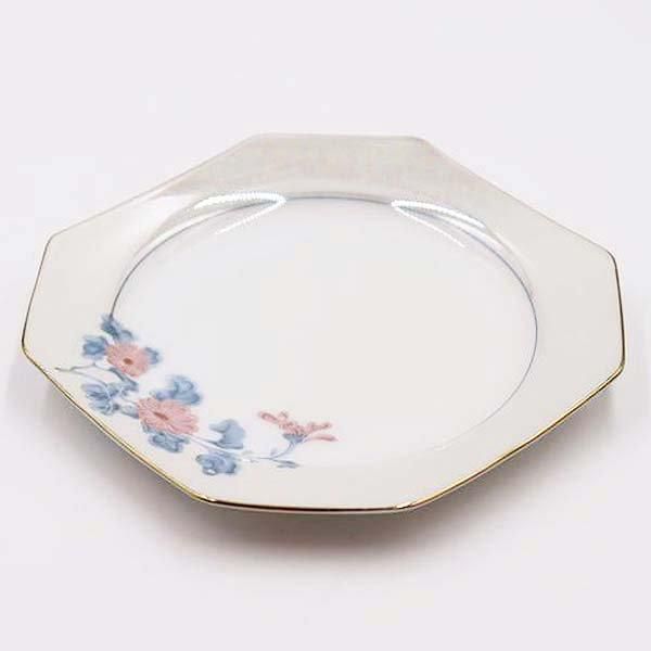 大正時代の上品なノリタケケーキ皿 小菊とピンクの花