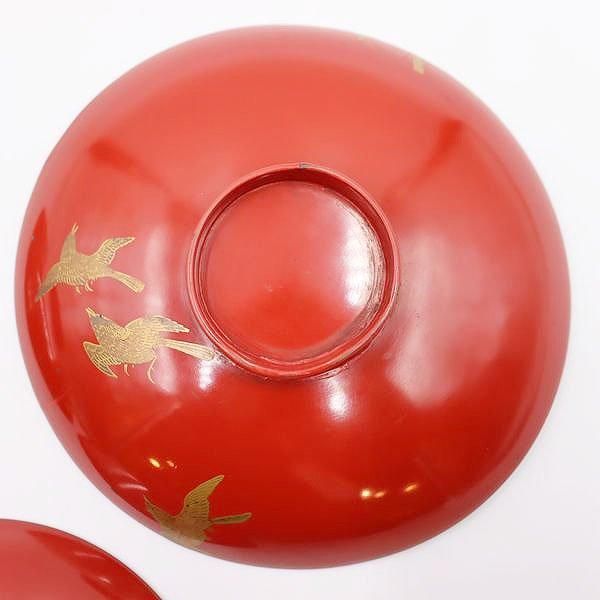 アンティーク 朱塗り 蒔絵 三ツ盃 重ね盃 骨董品 1940年代