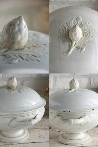 アンティーク陶器スーピエールホワイト - ANTIQUE LEAVES アンティーク陶器スーピエールホワイト - ANTIQUE LEAVES